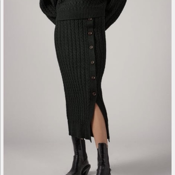 Zara Cable Knit Sweater Midi Skirt Button Accent Charcoal Grey Size Medium - Picture 1 of 5